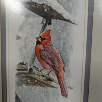 Framed Robert Bateman "At The Feeder Cardinal" Signed & Numbered Print