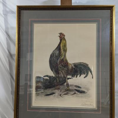 Leon Danchin Signed & Numbered Rooster Etching