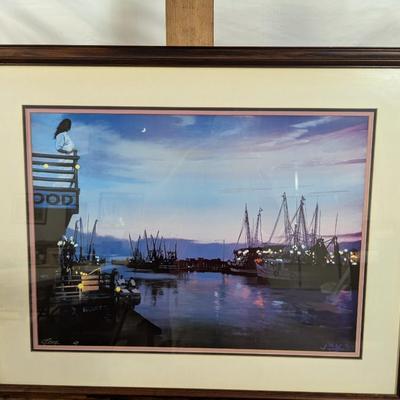 Framed Fishermans Art Print Signed