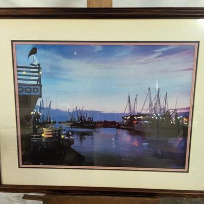 Framed Fishermans Art Print Signed