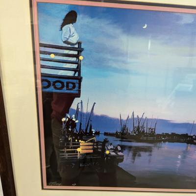 Framed Fishermans Art Print Signed