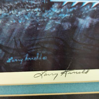 Framed "Moon Light Raider" Print Signed By Larry Arnold WIth Confederate One Hundred Dollar 1862