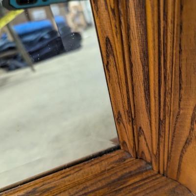 Wooden Framed Beveled Wall Mirror