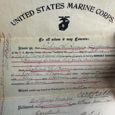 Marine’s Military Records, Honorable Discharge, Certificates