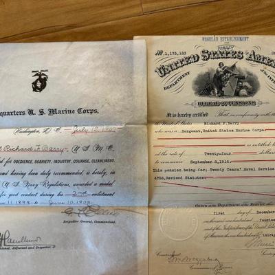 Marine’s Military Records, Honorable Discharge, Certificates