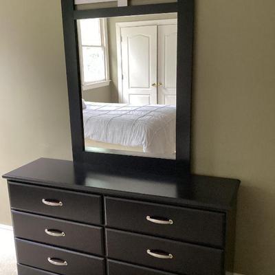 Black 6 Drawer Dresser with Mirror