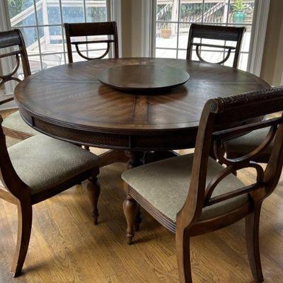 Dining Room Table with Lazy Susan and Six Chairs