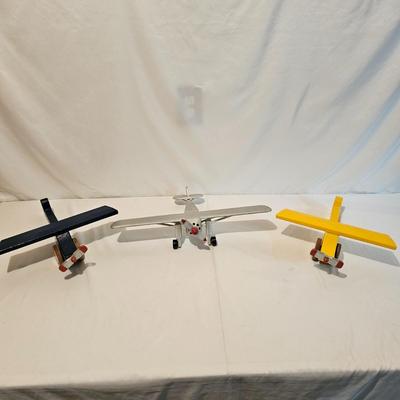 Three Wooden Toy Airplanes (G-JS)
