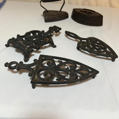 Cast Iron Trivets & Antique Irons (LR-RG)