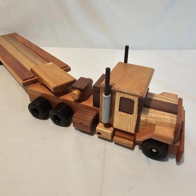 Five Wooden Flatbed Semi Tractor Trailers (G-JS)