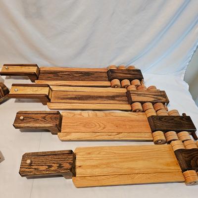 Five Wooden Flatbed Semi Tractor Trailers (G-JS)