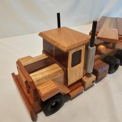 Five Wooden Flatbed Semi Tractor Trailers (G-JS)