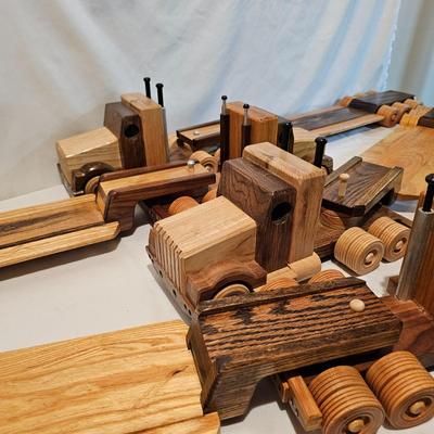 Five Wooden Flatbed Semi Tractor Trailers (G-JS)