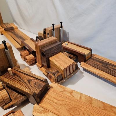 Five Wooden Flatbed Semi Tractor Trailers (G-JS)