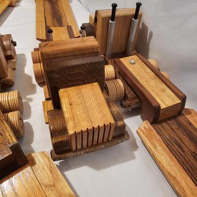 Five Wooden Flatbed Semi Tractor Trailers (G-JS)