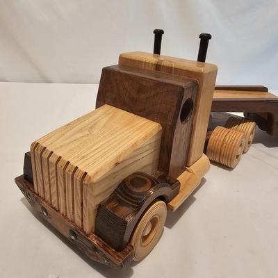 Five Wooden Flatbed Semi Tractor Trailers (G-JS)