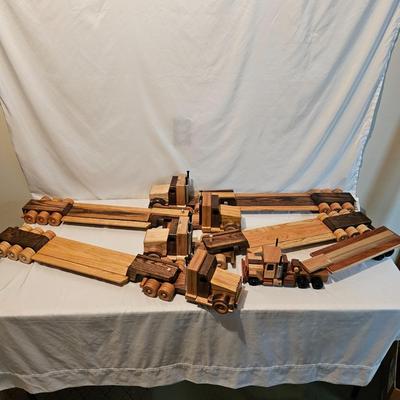 Five Wooden Flatbed Semi Tractor Trailers (G-JS)