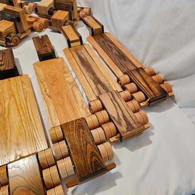 Five Wooden Flatbed Semi Tractor Trailers (G-JS)