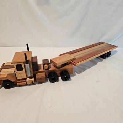 Five Wooden Flatbed Semi Tractor Trailers (G-JS)