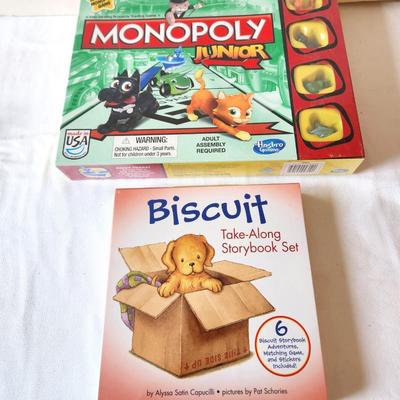Lot #72 My First Monopoly Jr. Edition (new/sealed) & Set of Biscuit Take Me Along Story books
