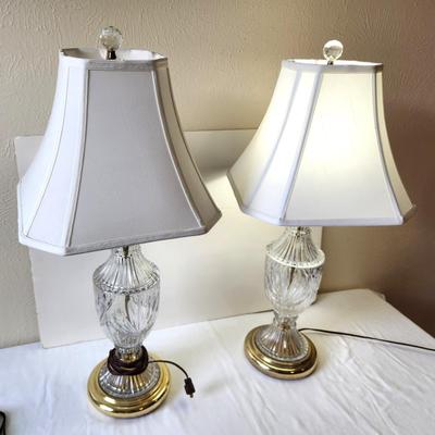 Lot #75 Pair of Glass Table Lamps - Working condition