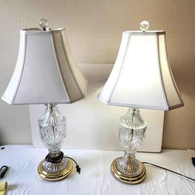 Lot #75 Pair of Glass Table Lamps - Working condition
