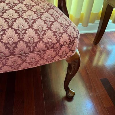 Pair (2) Mahogany Queen Anne Style Upholstered Arm Chairs