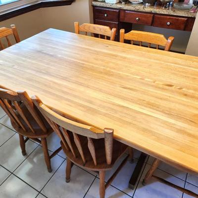 Lot #78 Dining Room Set with 6 chairs - Butcher Blook Style
