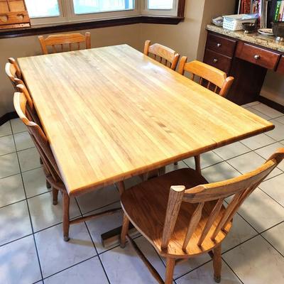Lot #78 Dining Room Set with 6 chairs - Butcher Blook Style