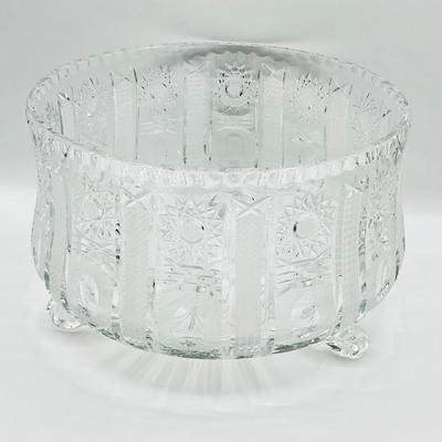 Bohemian Czech Crystal Hand Cut 10” Footed Bowl