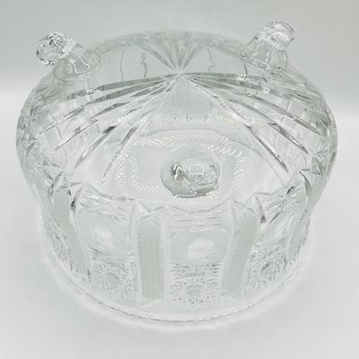 Bohemian Czech Crystal Hand Cut 10” Footed Bowl