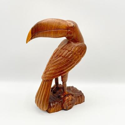 Hand Carved Solid Wood 10.5” Toucan