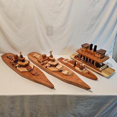 Handmade Wooden Toy Ships (G-JS)