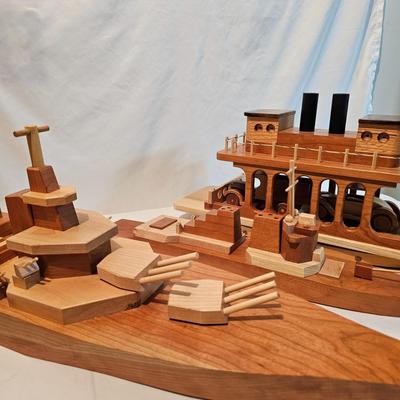 Handmade Wooden Toy Ships (G-JS)