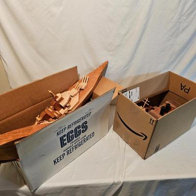 Handmade Wooden Toy Ships (G-JS)