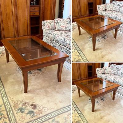 3-Piece Solid Wood Glass "Display Top" ~ Sliding Drawer Living Room Set