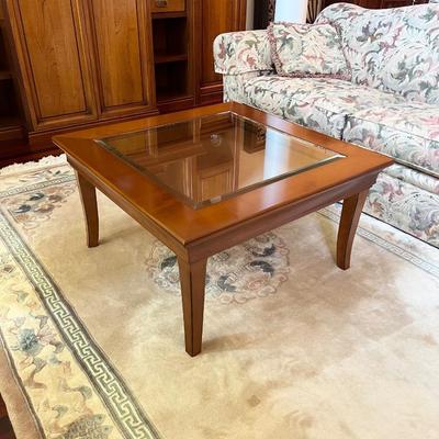 3-Piece Solid Wood Glass "Display Top" ~ Sliding Drawer Living Room Set