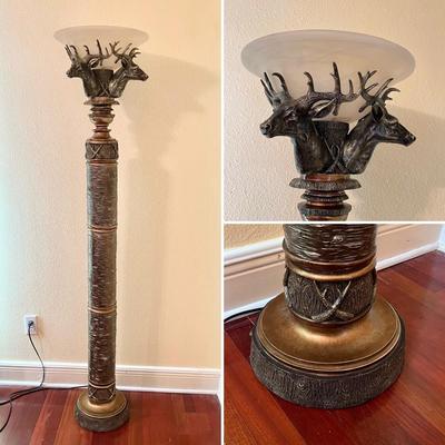 6Ft Column ~ 3-Deer Head Floor Lamp