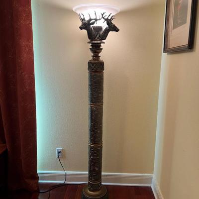 6Ft Column ~ 3-Deer Head Floor Lamp