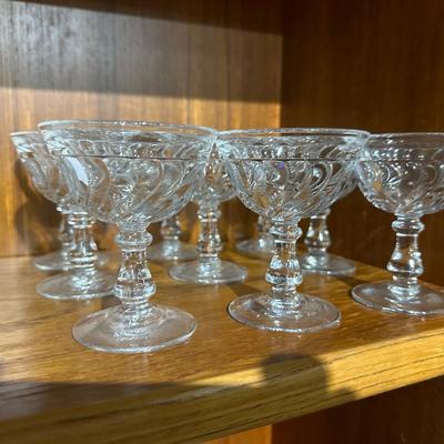 Set of 9 colony fostoria cocktail or dessert stemed swirl glasses