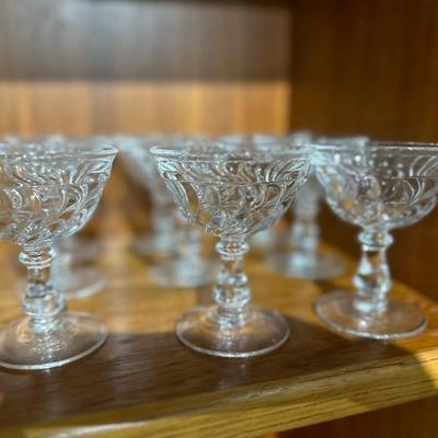 Set of 9 colony fostoria cocktail or dessert stemed swirl glasses