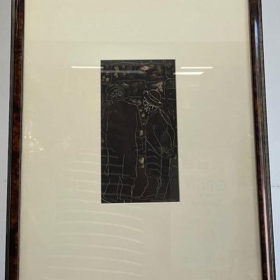 Signed Paulene Jakololeng Woodcut Style Print