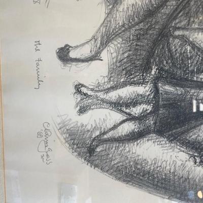 "The Family" Signed Lithograph of Mother and Children by Cham Gross 1969