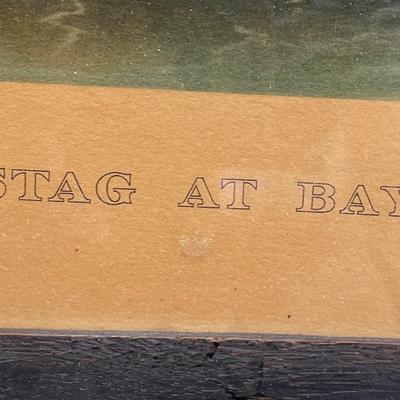 Original Lithograph/Antique Framed "Stag at Bay" Lithograph