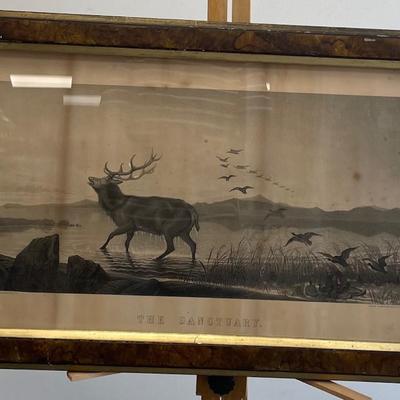 Original Henry Landseer 1800s "Sanctuary" Lithograph Print