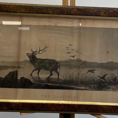 Original Henry Landseer 1800s "Sanctuary" Lithograph Print