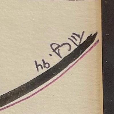 Mid Century Circa 1950's Signed Watercolor Painting