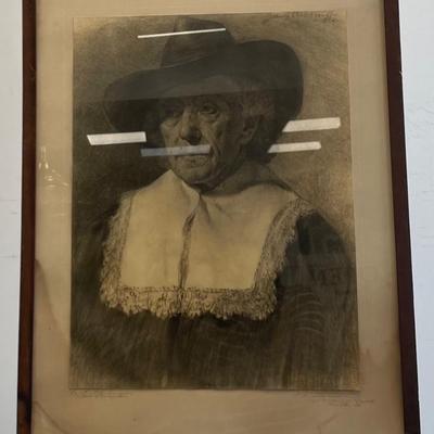 Signed J. Henry Bosseneher Photograph Charcoal Drawing - Munich GR