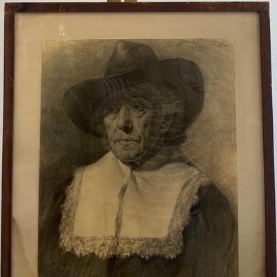 Signed J. Henry Bosseneher Photograph Charcoal Drawing - Munich GR