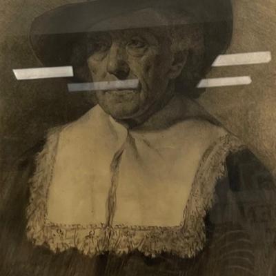 Signed J. Henry Bosseneher Photograph Charcoal Drawing - Munich GR